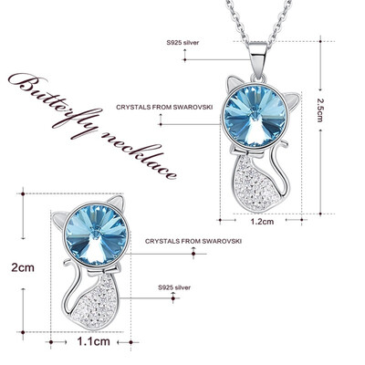 925 Sterling Silver Cute Swan Cats Pendant Necklace Earring White Gold Plated Women Jewelry Made with Swarovski Crystals Sets Gift
925 Sterling Silver Cute Swan Cats Pendant Necklace Earring White Gold Plated Women Jewelry Made with Swarovski Crystals Sets Gift