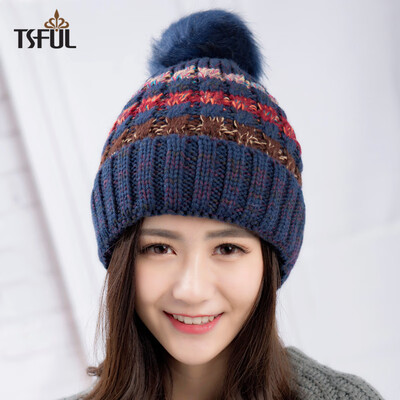 Tsful hat female winter new fashion color matching warm earmuffs knitted wool hat CM3006B Navy
Tsful hat female winter new fashion color matching warm earmuffs knitted wool hat CM3006B Navy