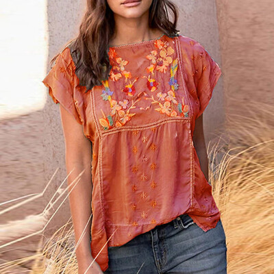 Starmoon Women Vintage Embroidery Summer Print T-Shirt O-Neck Short Sleeve Top Blouse
Starmoon Women Vintage Embroidery Summer Print T-Shirt O-Neck Short Sleeve Top Blouse