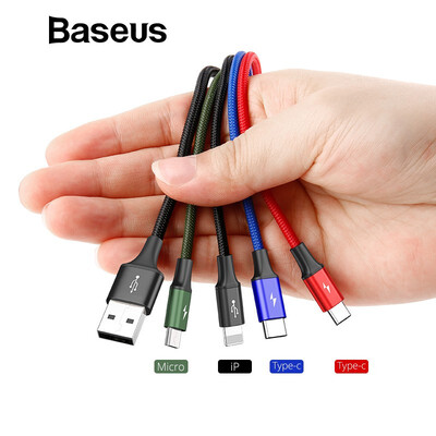 Baseus 4in1 USB cable Micro Type C Lightning cable Qi charger cable for iPhone ipad Samsung 35A 12m
Baseus 4in1 USB cable Micro Type C Lightning cable Qi charger cable for iPhone ipad Samsung 35A 12m