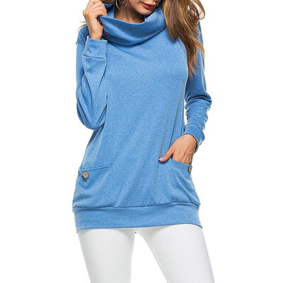 Women Sweatshirt Pure Color Cowl Neck Turtle Neck Long Sleeve Buttons Pockets Loose Casual Tops
Women Sweatshirt Pure Color Cowl Neck Turtle Neck Long Sleeve Buttons Pockets Loose Casual Tops