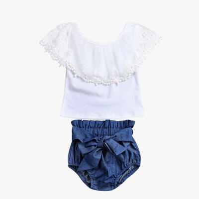 2Pcs New Toddler Baby Girls Lace Tops Shirt Bowknot Denim Shorts Outfits Set Fashion Kids Clothes
2Pcs New Toddler Baby Girls Lace Tops Shirt Bowknot Denim Shorts Outfits Set Fashion Kids Clothes