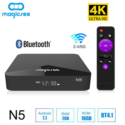 Magicsee N5 Android TV Box 71 Amlogic S905X Quad core Set Top Box Smart TV 2GB RAM 16GB ROM 24G 5G WiFi BT41 Support 4K HD
Magicsee N5 Android TV Box 71 Amlogic S905X Quad core Set Top Box Smart TV 2GB RAM 16GB ROM 24G 5G WiFi BT41 Support 4K HD
