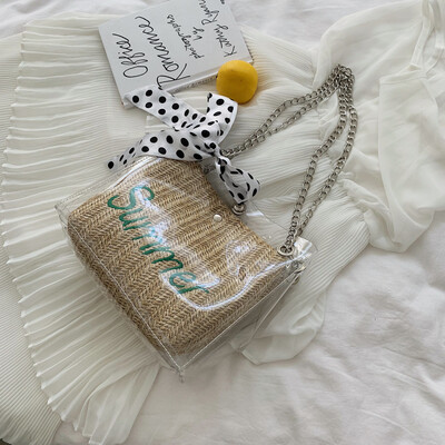 Summer small fresh jelly bag female 2019 new Korean version of the wild shoulder bag chain slung transparent straw bag
Summer small fresh jelly bag female 2019 new Korean version of the wild shoulder bag chain slung transparent straw bag