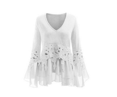 2018 Women New Fashion Chiffon Lace Stitching Blouse Plus Size Long Sleeve Shirt Dress V Neck Loose T Shirt
2018 Women New Fashion Chiffon Lace Stitching Blouse Plus Size Long Sleeve Shirt Dress V Neck Loose T Shirt