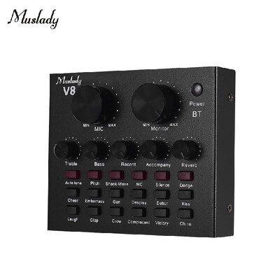 Muslady External Audio Mixing Sound Card USB Audio Interface BT Connection with Multiple Sound Effects Built-in Rechargeable Batte
Muslady External Audio Mixing Sound Card USB Audio Interface BT Connection with Multiple Sound Effects Built-in Rechargeable Batte