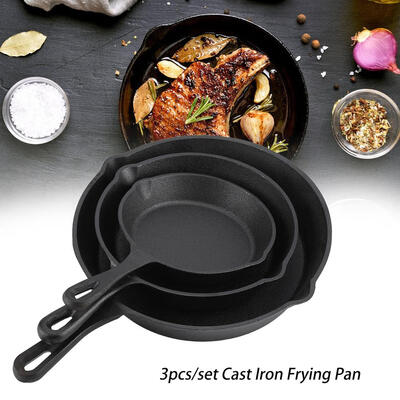 3pcsSet 16cm 20cm 25cm Cast Iron Frying Pans Cookware Pots Household Kitchen Cooking Tool Frying Pan Set Cooking Pan
3pcsSet 16cm 20cm 25cm Cast Iron Frying Pans Cookware Pots Household Kitchen Cooking Tool Frying Pan Set Cooking Pan