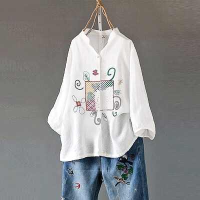 Roseonmyhand Womens Cotton&Linen Plus Size Embroidery Button V-Neck Casual Blouse Tops
Roseonmyhand Womens Cotton&Linen Plus Size Embroidery Button V-Neck Casual Blouse Tops