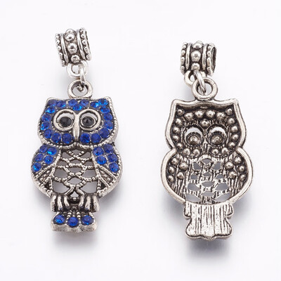 Tibetan Style Alloy European Dangle Beads with Rhinestone Large Hole Pendants Owl Cobalt Antique Silver 455mm
Tibetan Style Alloy European Dangle Beads with Rhinestone Large Hole Pendants Owl Cobalt Antique Silver 455mm