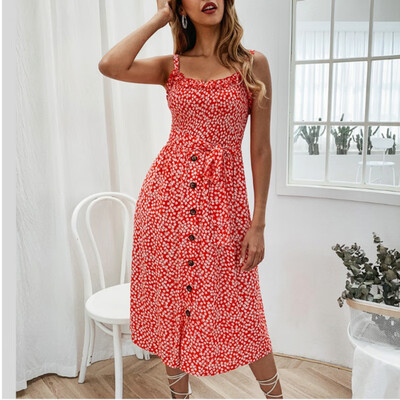 Womens Fashion Beach Style Floral Print Spaghetti Strap Ruffles Dress Sexy V-Neck Midi Dresses
Womens Fashion Beach Style Floral Print Spaghetti Strap Ruffles Dress Sexy V-Neck Midi Dresses