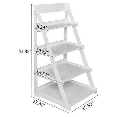 4-Tier Wood Plastic Trapezoidal Storage Rack Waterproof Plant Stand White Ladder Style Shelf
4-Tier Wood Plastic Trapezoidal Storage Rack Waterproof Plant Stand White Ladder Style Shelf