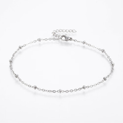 304 Stainless Steel Anklets with Lobster Claw Clasps Round Beads&Cable Chains Stainless Steel Color 9"230mm 2mm
304 Stainless Steel Anklets with Lobster Claw Clasps Round Beads&Cable Chains Stainless Steel Color 9"230mm 2mm