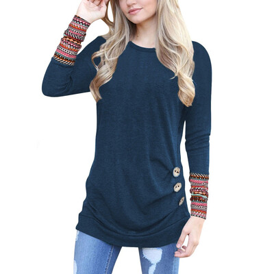 Nomeni Women Long Sleeve Loose Button Trim Blouse Patchwork Round Neck Tunic T-Shirt
Nomeni Women Long Sleeve Loose Button Trim Blouse Patchwork Round Neck Tunic T-Shirt