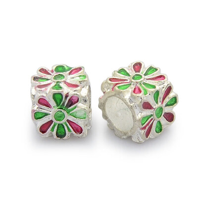 Silver Tone Alloy Enamel European Beads Large Hole Beads Cube with Flower Pattern Colorful 8x8x8mm Hole 5mm
Silver Tone Alloy Enamel European Beads Large Hole Beads Cube with Flower Pattern Colorful 8x8x8mm Hole 5mm