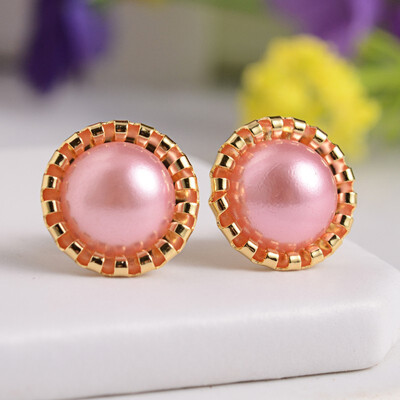 Golden Tone Half Round 304 Stainless Steel Imitation Acrylic Pearl Stud Earrings Pink 13mm Pin 06mm
Golden Tone Half Round 304 Stainless Steel Imitation Acrylic Pearl Stud Earrings Pink 13mm Pin 06mm
