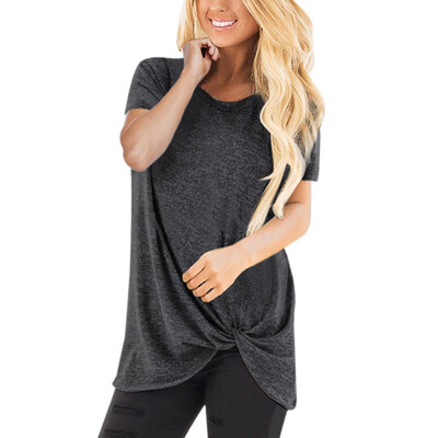 Nomeni Women Casual Solid Color Short Sleeve O Neck Blouse Twist Knotted Tops T- Shirt
Nomeni Women Casual Solid Color Short Sleeve O Neck Blouse Twist Knotted Tops T- Shirt