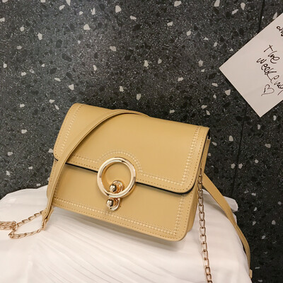 2019 new casual wild fresh temperament embroidered line Messenger bag female fashion simple sewing thread chain shoulder bag