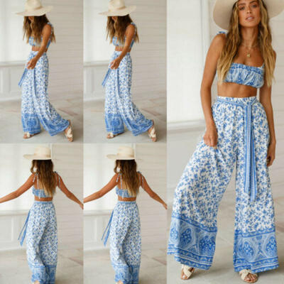 Women Crop Top Long Pants Set Two Piece Outfits Jumpsuit Playsuit Casual Clothes
Women Crop Top Long Pants Set Two Piece Outfits Jumpsuit Playsuit Casual Clothes