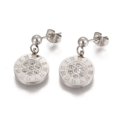 304 Stainless Steel Dangle Stud Earrings with Rhinestone Flat Round Stainless Steel Color 22mm Pin 08mm
304 Stainless Steel Dangle Stud Earrings with Rhinestone Flat Round Stainless Steel Color 22mm Pin 08mm