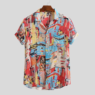 Toponeto Mens Breathable Colorful Printing Loose Turn Down Collar Short Sleeve Shirt
Toponeto Mens Breathable Colorful Printing Loose Turn Down Collar Short Sleeve Shirt