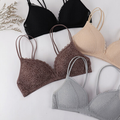 Honey Pig bra thin section no steel ring simple lace sexy beauty back gathering girl underwear small chest bra no trace smooth thin cup W5063 brown 80A
Honey Pig bra thin section no steel ring simple lace sexy beauty back gathering girl underwear small chest bra no trace smooth thin cup W5063 brown 80A