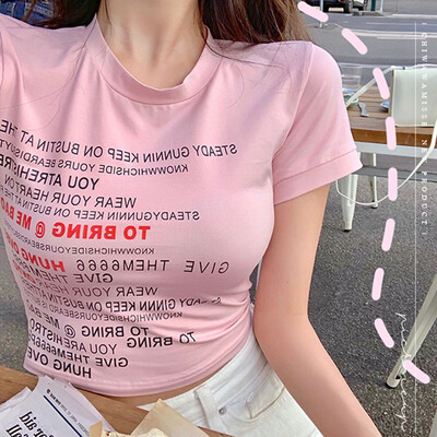 Womens Korean Style Candy Color Round Neck Letter Print Short Sleeve Tight Crop Top T-Shirt
Womens Korean Style Candy Color Round Neck Letter Print Short Sleeve Tight Crop Top T-Shirt