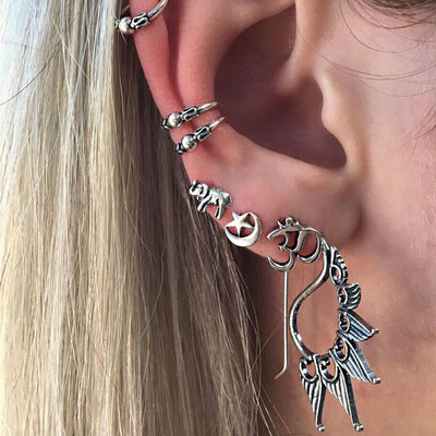 E0263 Bohemian Style Silver Color Earring Set Punk Style Vintage Hoop Earrings Ear Clip For Women 7 PcsSet Hot Sale Wholesale
E0263 Bohemian Style Silver Color Earring Set Punk Style Vintage Hoop Earrings Ear Clip For Women 7 PcsSet Hot Sale Wholesale