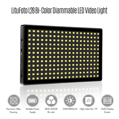 LituFoto L28 Portable Bi-Color LED Video Light Diammable Fill Light with OLED Display 3200K-5600K CRI 97 16W for Portrait Weddin
LituFoto L28 Portable Bi-Color LED Video Light Diammable Fill Light with OLED Display 3200K-5600K CRI 97 16W for Portrait Weddin