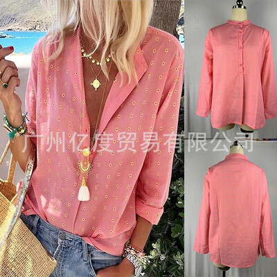 2019 new wish Amazon ebay explosion models Europe&the United States printed long-sleeved V-neck shirt shirt Pink
2019 new wish Amazon ebay explosion models Europe&the United States printed long-sleeved V-neck shirt shirt Pink