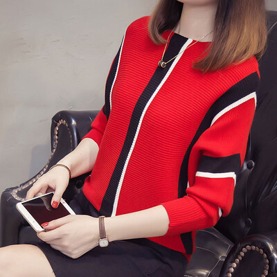 Sweater women 2018 autumn&winter new Korean version of striped pullover knitted sweater loose show thin&thick base sweater
Sweater women 2018 autumn&winter new Korean version of striped pullover knitted sweater loose show thin&thick base sweater