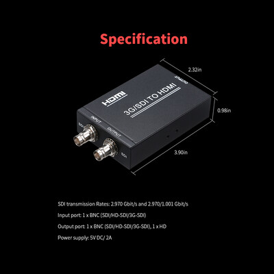 3G SDI TO HDSDI Converter with Power Supply Full HD 1080P SDI TO HD-SDI&3G-SDI Signal Display
3G SDI TO HDSDI Converter with Power Supply Full HD 1080P SDI TO HD-SDI&3G-SDI Signal Display