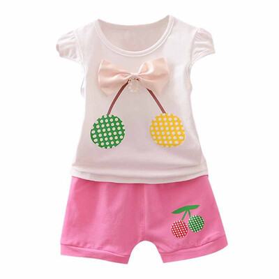 Summer Baby Girls Clothing Set Fly Sleeve Cherry Print Bow T-shirt TopsShorts Casual Outfits Sets
Summer Baby Girls Clothing Set Fly Sleeve Cherry Print Bow T-shirt TopsShorts Casual Outfits Sets