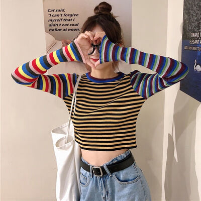 EFINNY Fashion Slim Short T-shirt Female Crop Tops Striped Knitted Tee Tops Long Sleeve Casual Shirts
EFINNY Fashion Slim Short T-shirt Female Crop Tops Striped Knitted Tee Tops Long Sleeve Casual Shirts