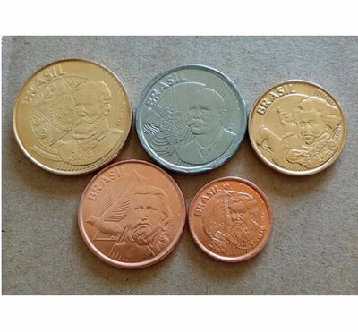 5 PCS Set Coins Of Brazil South America