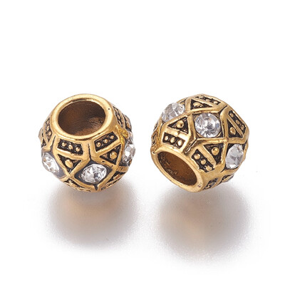 Alloy European Beads Large Hole Beads with Rhinestone Rondelle Crystal Antique Golden 12x9mm Hole 5mm
Alloy European Beads Large Hole Beads with Rhinestone Rondelle Crystal Antique Golden 12x9mm Hole 5mm