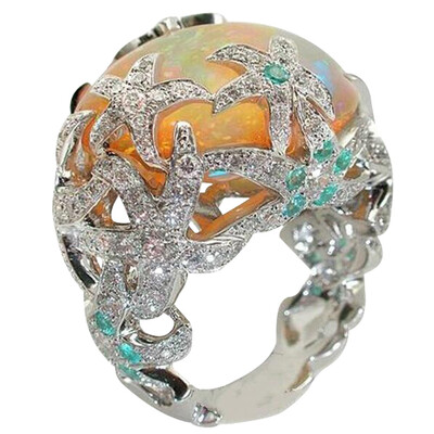 Punk Engagement Ring Band Starfish Lace Natural Opal Vintage Wedding Rings For Women Jewelry Accessories Gifts For Women
Punk Engagement Ring Band Starfish Lace Natural Opal Vintage Wedding Rings For Women Jewelry Accessories Gifts For Women