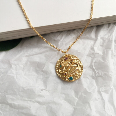 New 12 Zodiac Necklace Pendant necklace Gold Coin stone Constellation Necklace for Women Jewelry Party Gift Drop shipping
New 12 Zodiac Necklace Pendant necklace Gold Coin stone Constellation Necklace for Women Jewelry Party Gift Drop shipping