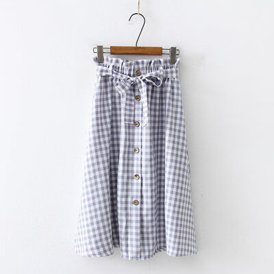 Women Vintage Literary Style Elastic High Waist Button Plaid Print Wild A Word Long Paragraph Skirt
Women Vintage Literary Style Elastic High Waist Button Plaid Print Wild A Word Long Paragraph Skirt