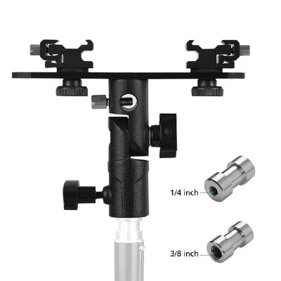T-shaped Dual Flash Bracket Flash Speedlite Stand with 2 Cold Shoe Mounts 14 Inch to 38 Inch Mount Umbrella Hole for Canon Nikon
T-shaped Dual Flash Bracket Flash Speedlite Stand with 2 Cold Shoe Mounts 14 Inch to 38 Inch Mount Umbrella Hole for Canon Nikon