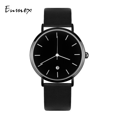 Enmex Creative Design Thin Calendar Academic Style Mysterious Cold Temperament Watch