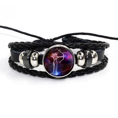 Retro Leather Rope Twelve Constellations Time Gem Weaving Bracelet Fashion Wild Men Women Accessories 
Retro Leather Rope Twelve Constellations Time Gem Weaving Bracelet Fashion Wild Men Women Accessories