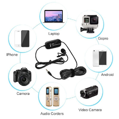 Rechargeable Clip-on Lapel Lavalier Condenser Microphone Mic Omni-directional 35mm Plug 6 Meters Cable for iPhone Samsung Sony Sm
Rechargeable Clip-on Lapel Lavalier Condenser Microphone Mic Omni-directional 35mm Plug 6 Meters Cable for iPhone Samsung Sony Sm