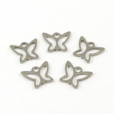 Butterfly 201 Stainless Steel Charm Pendants Smooth Surface Stainless Steel Color 11x13x1mm Hole 2mm
Butterfly 201 Stainless Steel Charm Pendants Smooth Surface Stainless Steel Color 11x13x1mm Hole 2mm