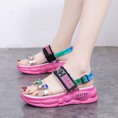 Korean style fashion&clear water drill sandal letter water-proof platform high-heeled shoes summer fairy wind
Korean style fashion&clear water drill sandal letter water-proof platform high-heeled shoes summer fairy wind