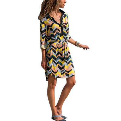 Bohemian Style Striped Print Knee-length Dress Fashion Trend V-neck Long-sleeved Womens Dress
Bohemian Style Striped Print Knee-length Dress Fashion Trend V-neck Long-sleeved Womens Dress