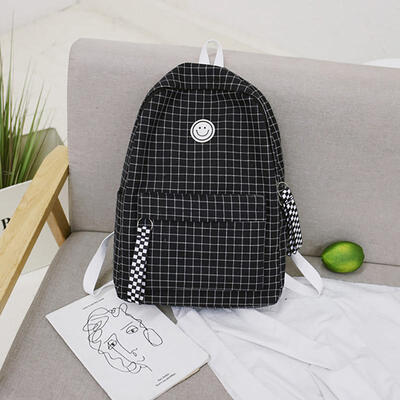 Fashion Brief Grid Backpack White Black Women Travel Ribbon Smile Backpack Students Canvas Double Shoulder Bag
Fashion Brief Grid Backpack White Black Women Travel Ribbon Smile Backpack Students Canvas Double Shoulder Bag