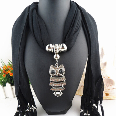 Popular Alloy Pendant Soft Shawl Necklace Scarf Owl Pendant Necklace Scarf Fringed Scarf
Popular Alloy Pendant Soft Shawl Necklace Scarf Owl Pendant Necklace Scarf Fringed Scarf