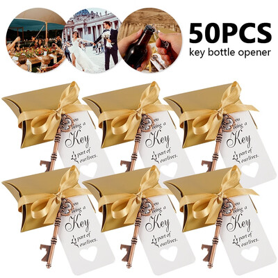 50pcs Wedding Party Favor Souvenir Gift Set Candy Box Retro Skeleton Key Bottle Openers Thank You Tag Silky Ribbon
50pcs Wedding Party Favor Souvenir Gift Set Candy Box Retro Skeleton Key Bottle Openers Thank You Tag Silky Ribbon