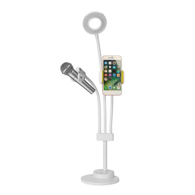3 in 1 Lazy Bracket Phone Stand with Microphone Holder Flexible Cellphone Clip with 24 LED Lightbeads Selfie Ring Light for Live
3 in 1 Lazy Bracket Phone Stand with Microphone Holder Flexible Cellphone Clip with 24 LED Lightbeads Selfie Ring Light for Live