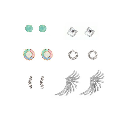Docona 6PairSet Colorful Crystal Rhinestone Wing Flower Leaf Round Stud Earrings Set for Women Party Wedding Jewelry 8139
Docona 6PairSet Colorful Crystal Rhinestone Wing Flower Leaf Round Stud Earrings Set for Women Party Wedding Jewelry 8139